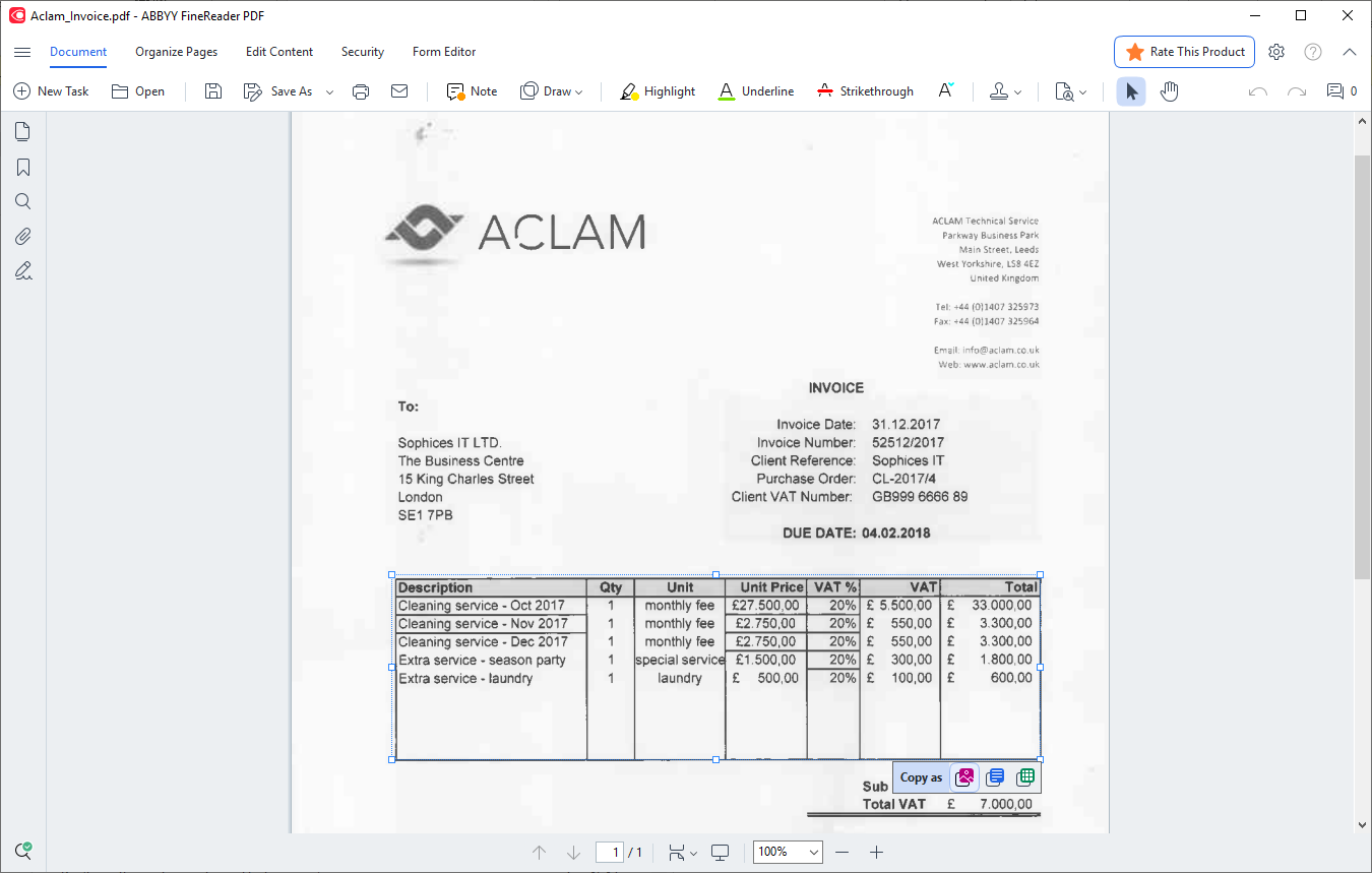 screenshot of ABBYY FineReader PDF